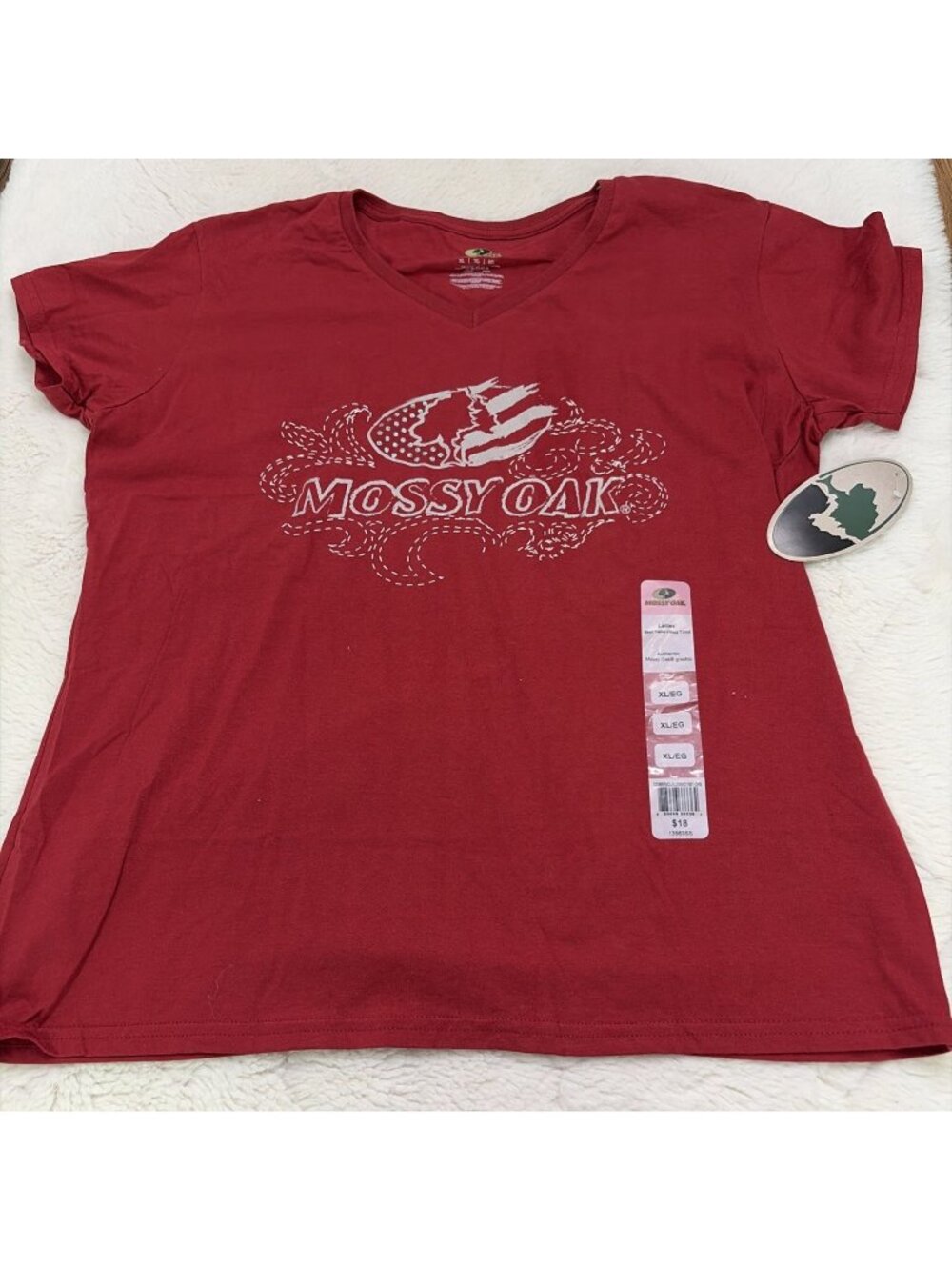 Mossy Oak Ladies Short Sleeve V Neck Logo Tee XL NWT